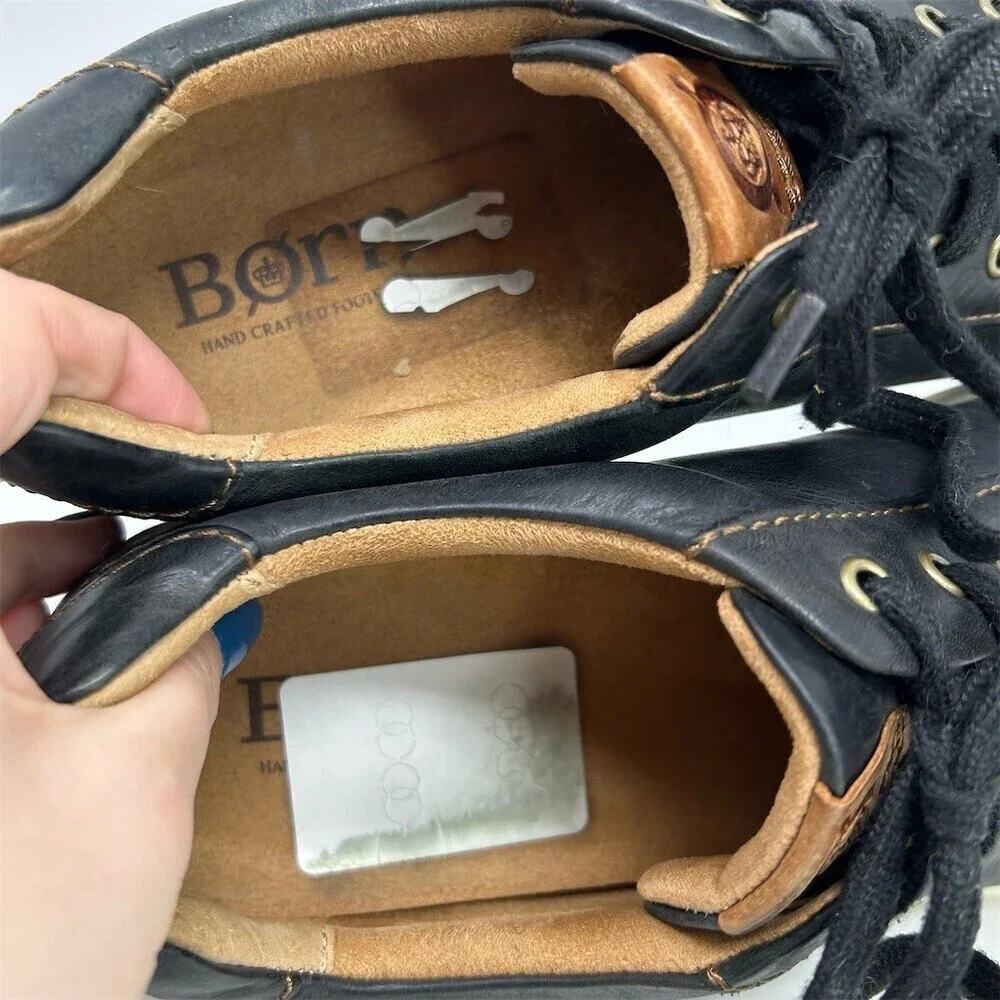 Born Allegheny Men's Sneakers Black Low Top Lace-Up Casual Shoes Size 10.5
